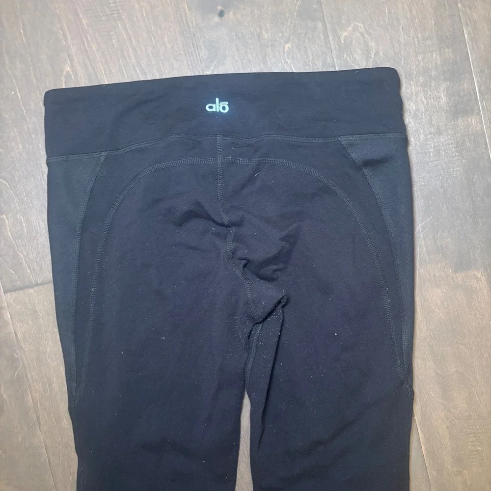 Alo Yoga Womens Black Paneled Ankle Zip Performance Leggings Size Medium